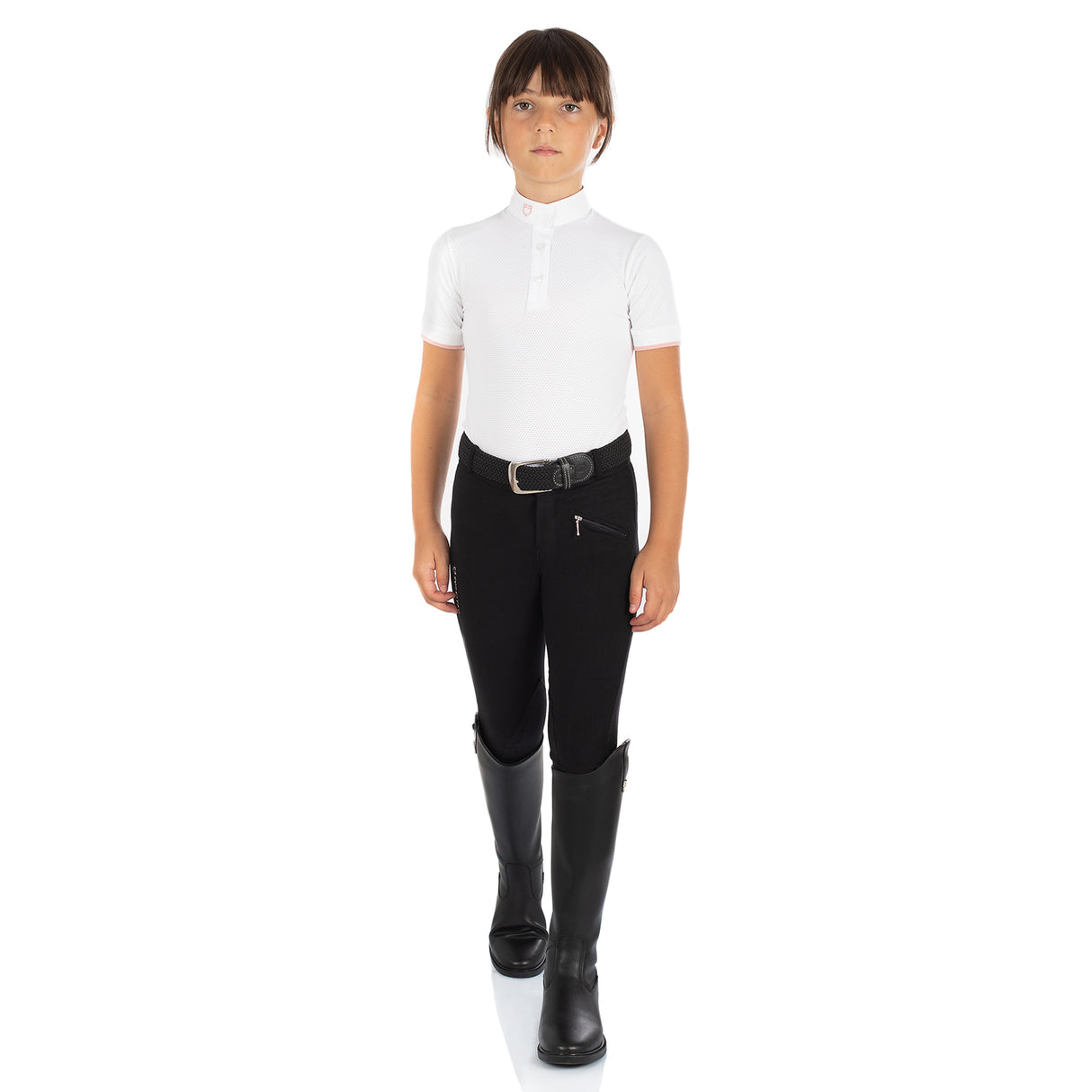 Equestro Kasumi Model Junior Breeches In Stretch Material #colour_black