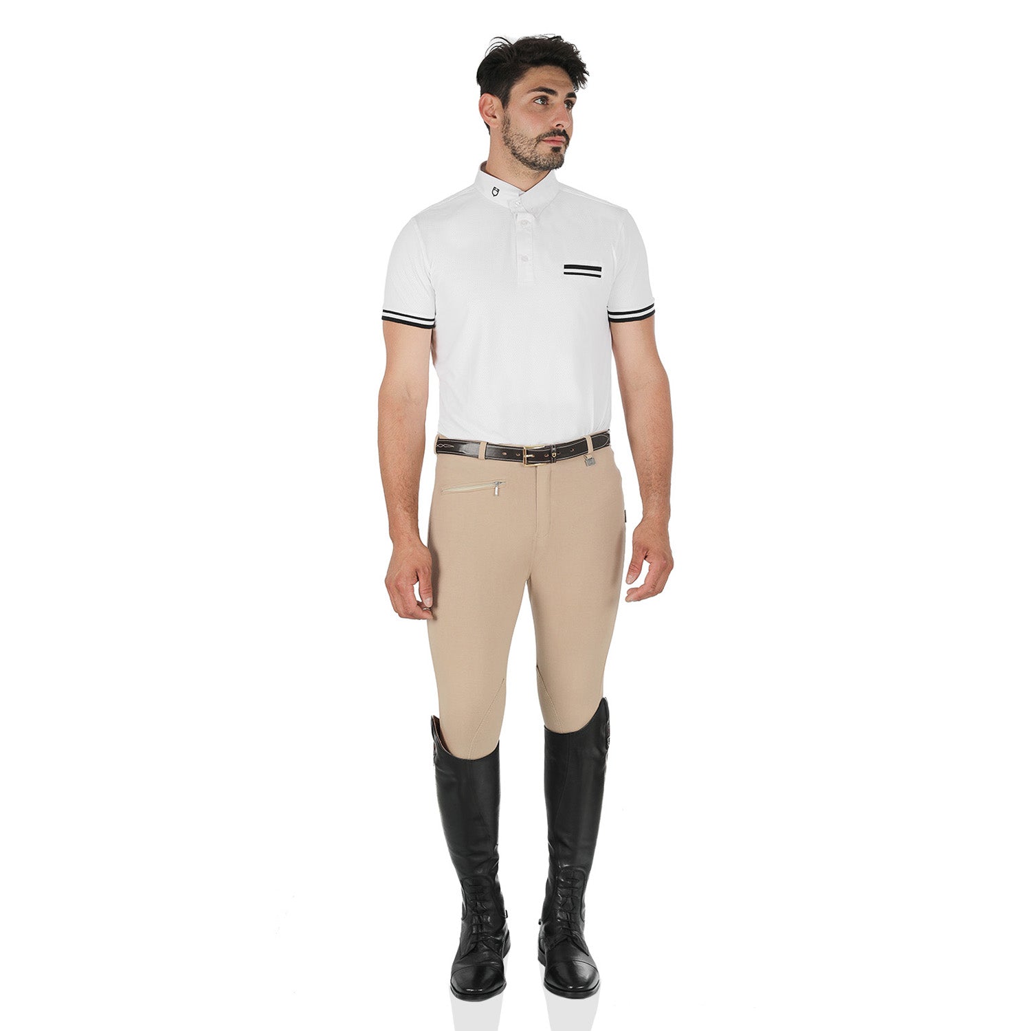 Equestro Urano Model Man Breeches In Stretch Cotton #colour_beige