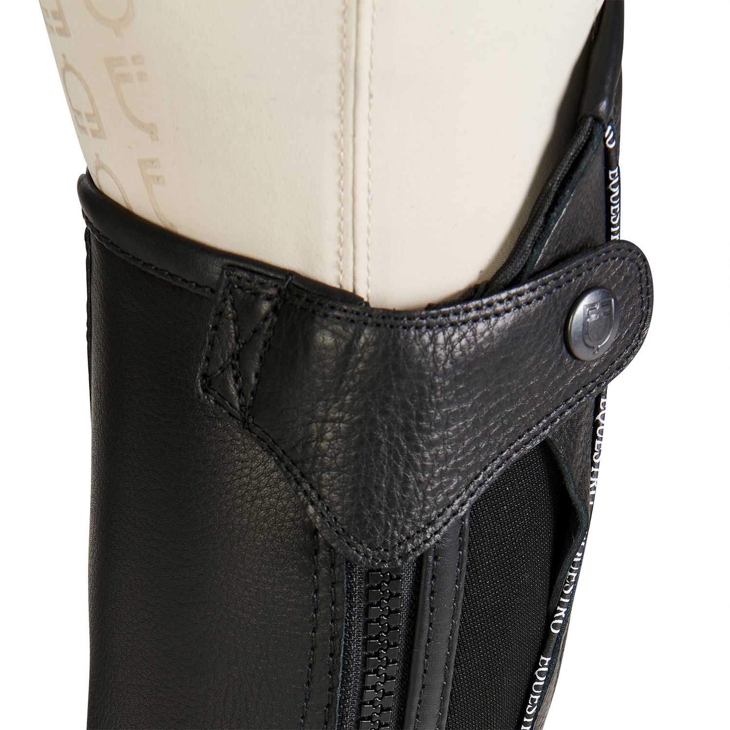 Equestro Kids' Soft Leather Gaiters With Elastic Band #colour_black