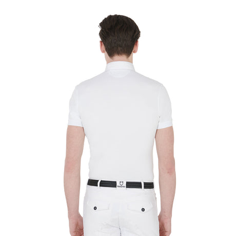 Equestro Men's Competition Polo Shirt In Breathable Technical Fabric #colour_white