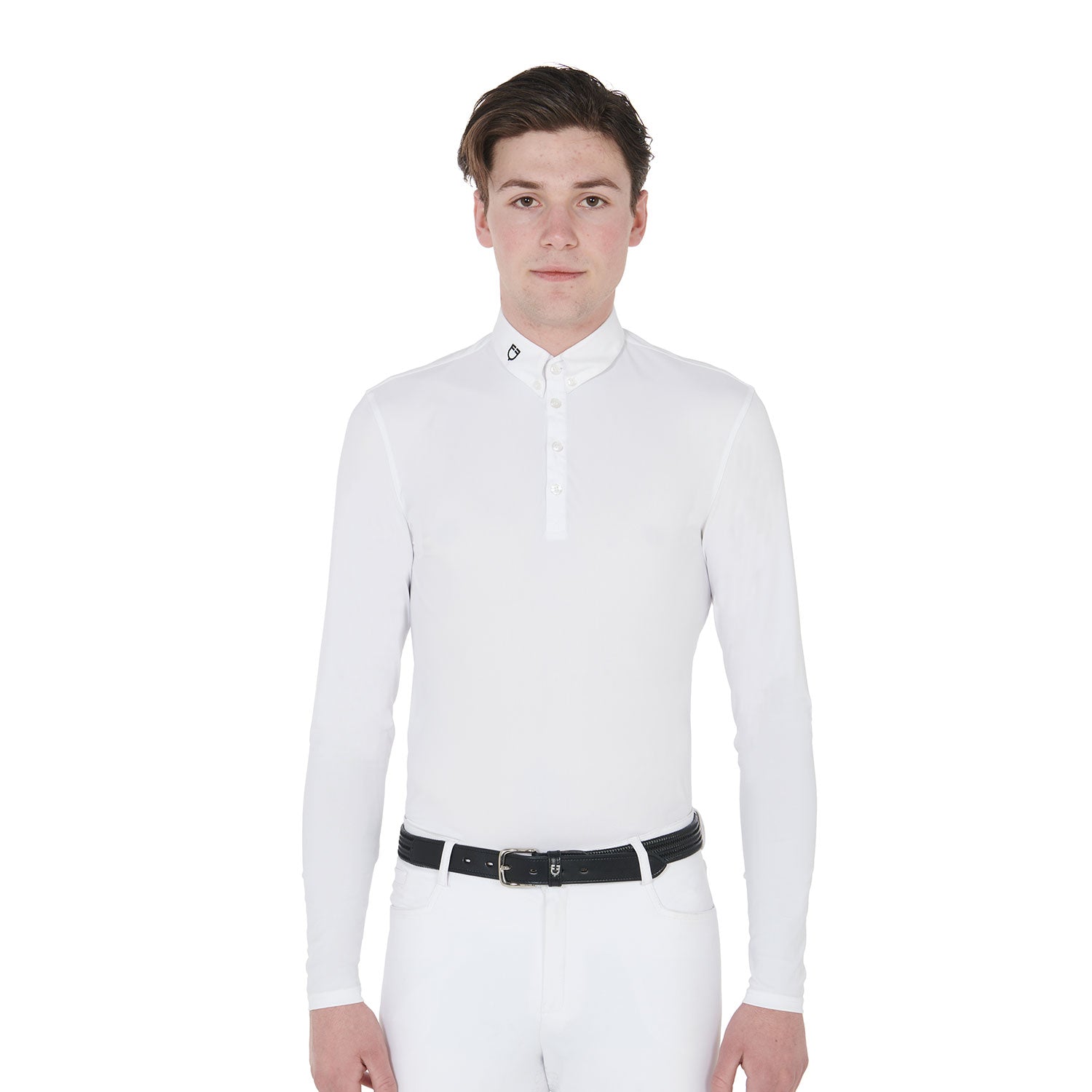 Equestro Men's Long Sleeve Competition Polo Shirt #colour_white