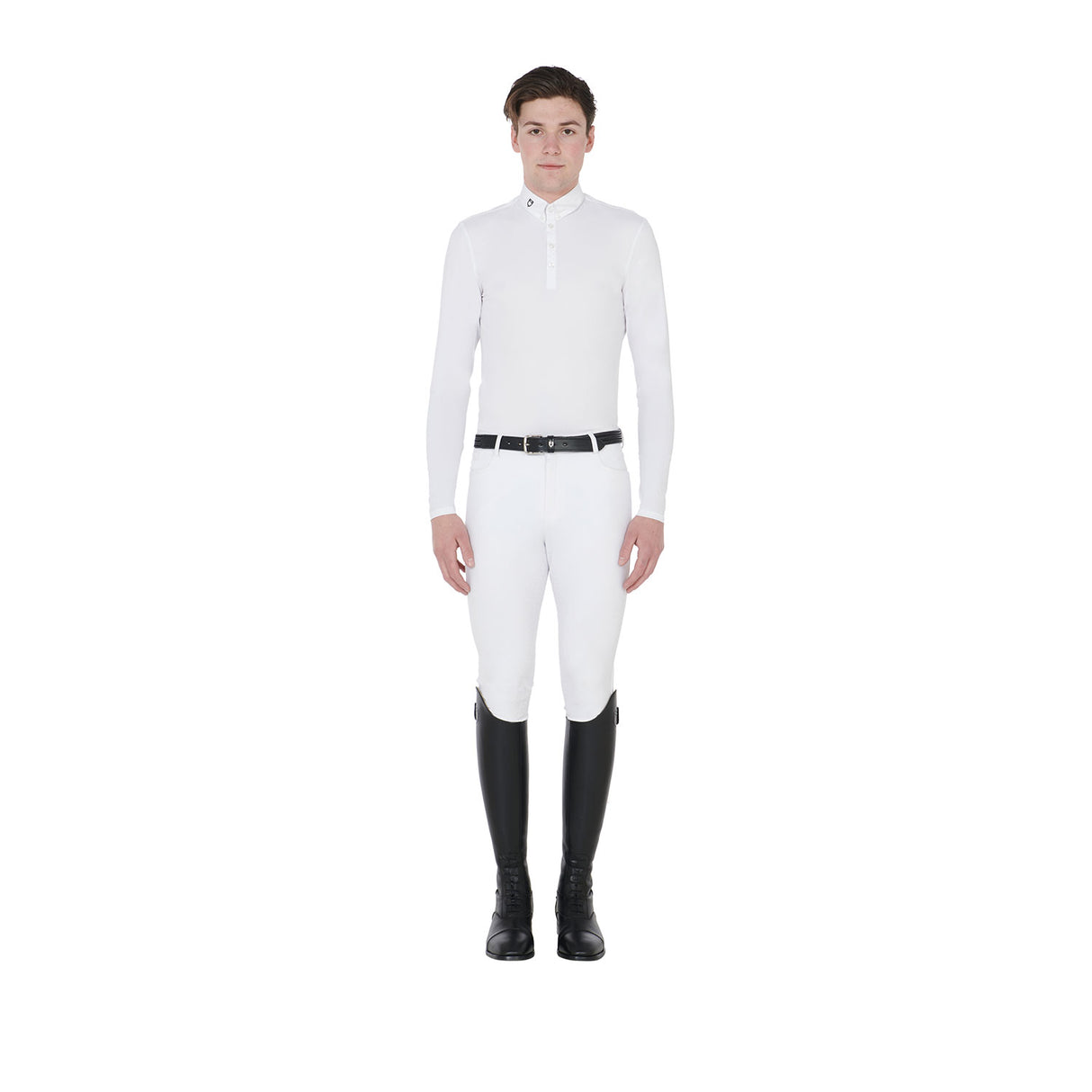 Equestro Men's Long Sleeve Competition Polo Shirt #colour_white