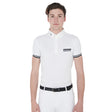 Equestro Men's Slim Fit Competition Polo Shirt With Black Inserts #colour_white
