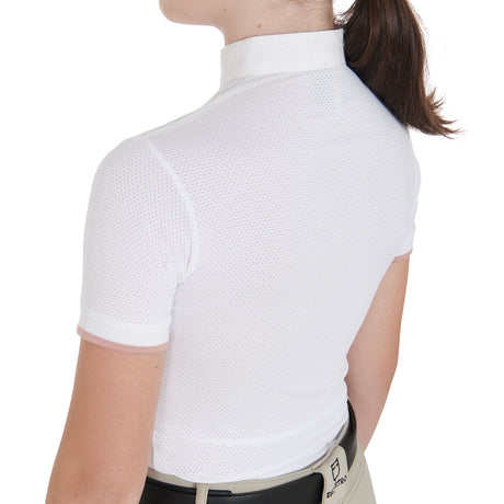 Equestro Girls' Slim Fit Breathable Competition Polo Shirt #colour_white