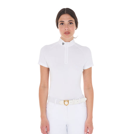 Equestro Women's Slim Fit Stretch Competition Polo Shirt #colour_white
