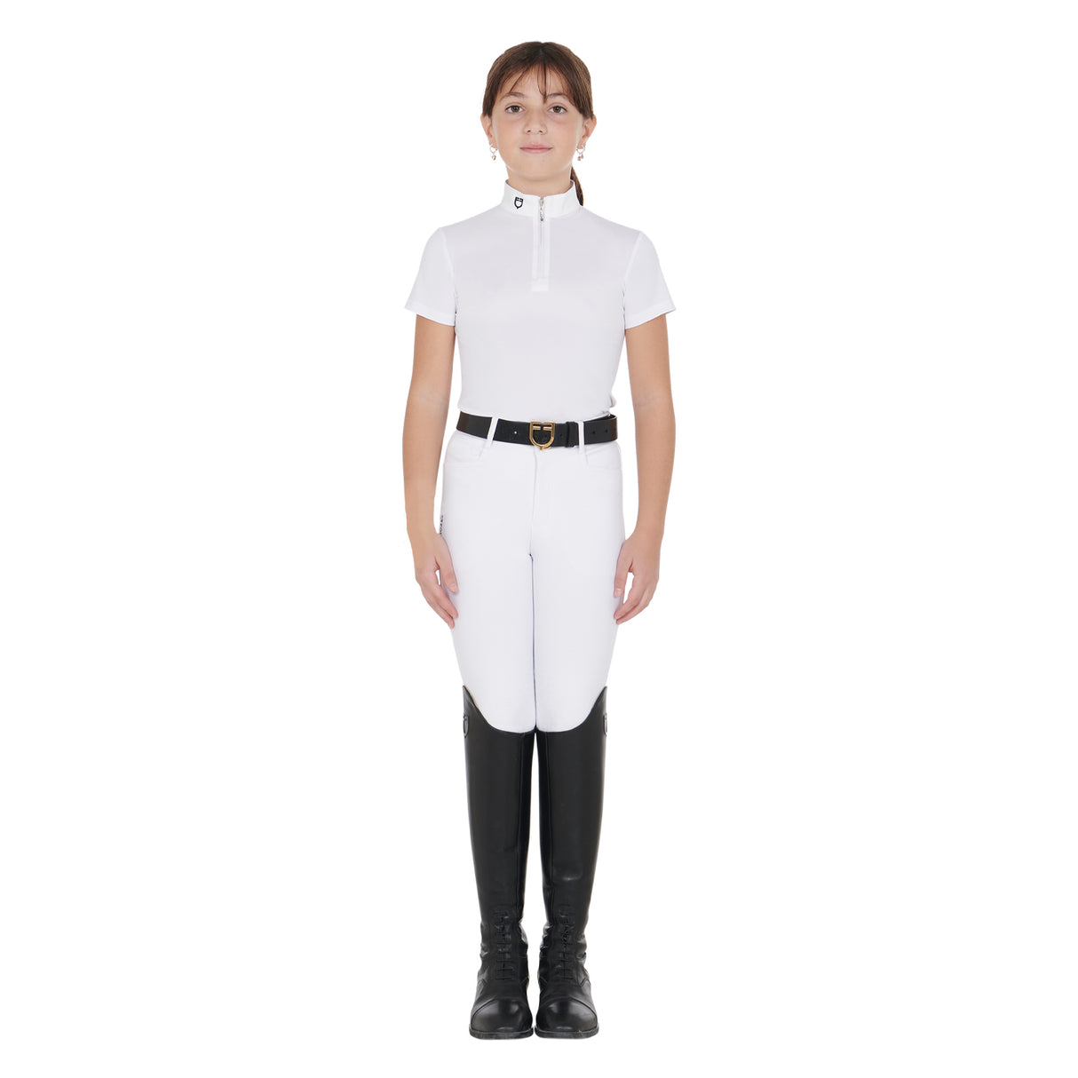 Equestro Girls' Slim Fit Competition Polo Shirt With Zip
