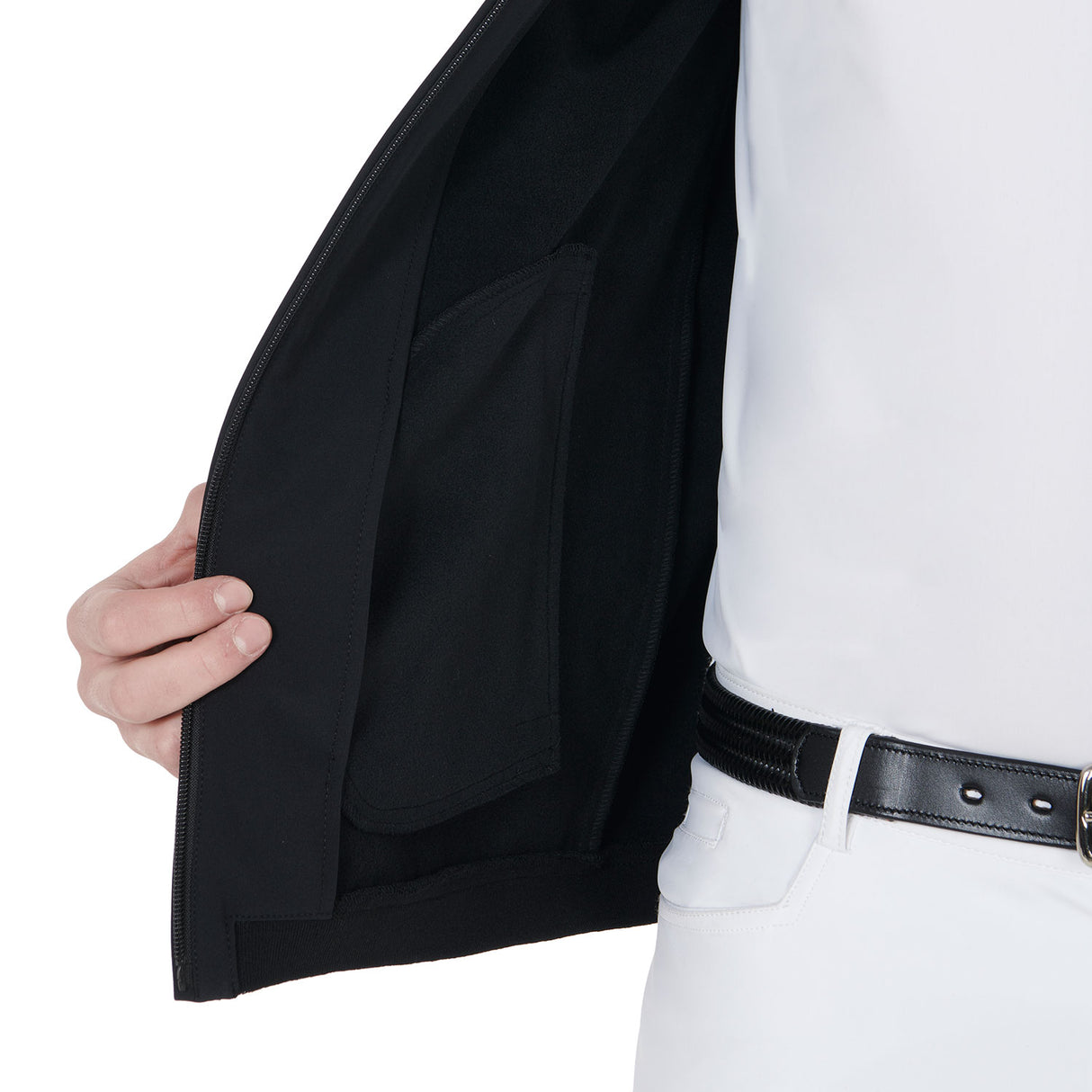 Equestro Men's Slim Fit Softshell Jacket With Internal Fleece #colour_black