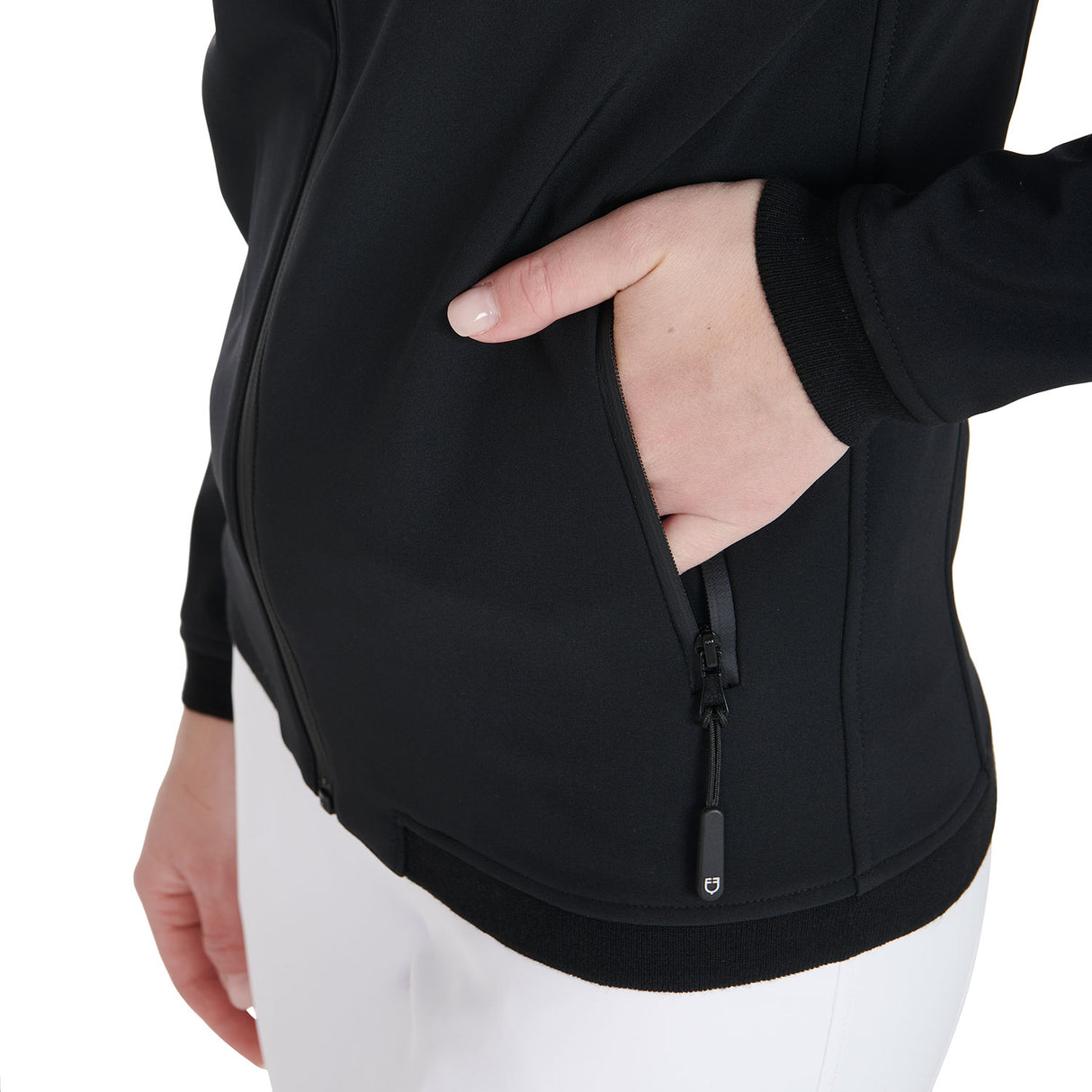 Equestro Women's Slim Fit Softshell Jacket With Internal Fleece #colour_black