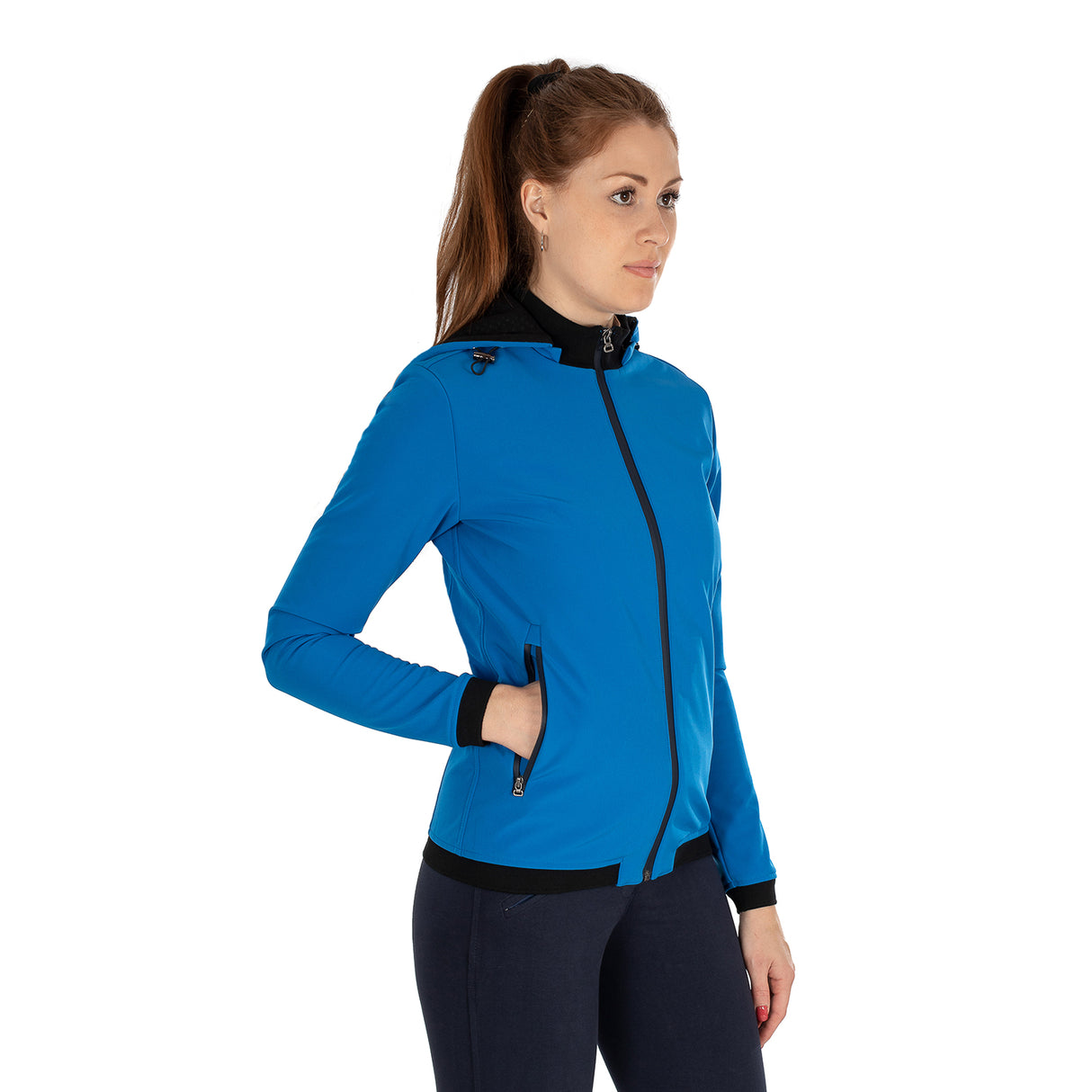 Equestro Women's Slim Fit Softshell Jacket With Internal Fleece #colour_royal-blue