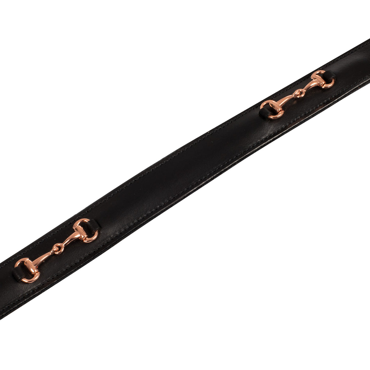 Equestro English Belt With Rose Gold Snaffle Bits #colour_black