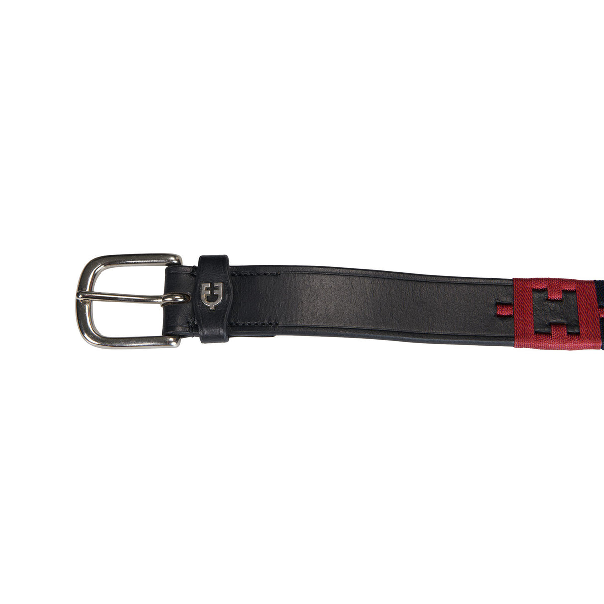 Leather belt with geometric pattern