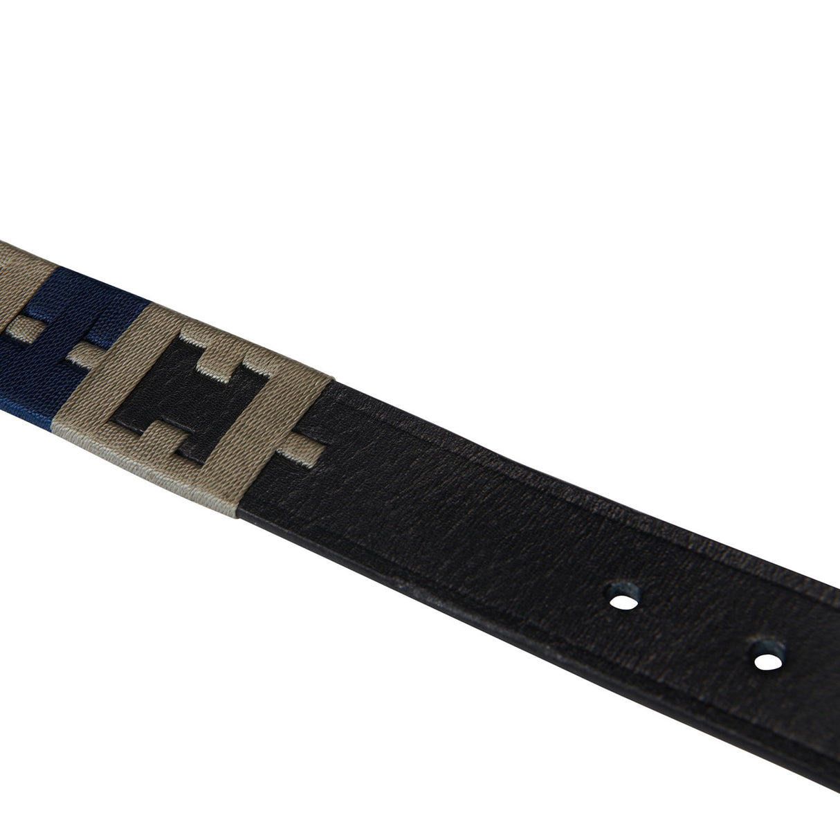 Leather belt with geometric pattern