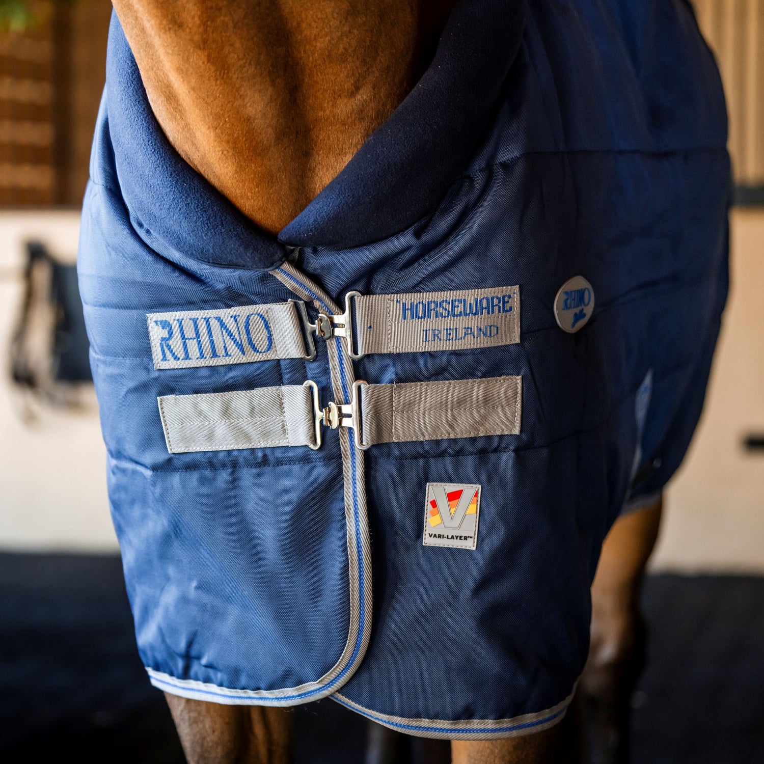 Horseware Ireland Rhino 350g Vari-Layer Stable Rug #colour_navy-titanium-grey-classic-blue