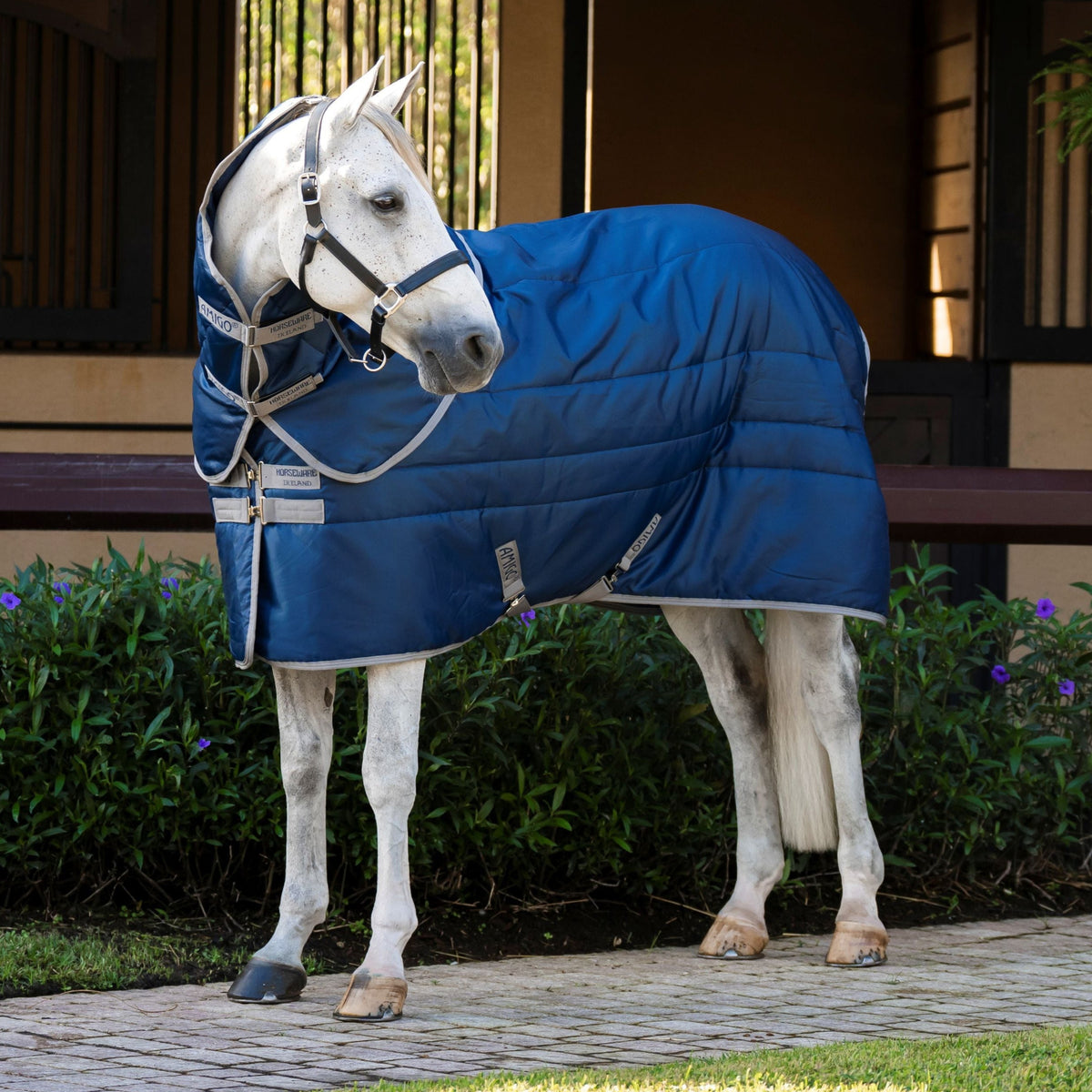Horseware Neck Cover Stable Blanket Amigo Ripstop Insulator Dynasty Green Marine Silver 200g main image 1