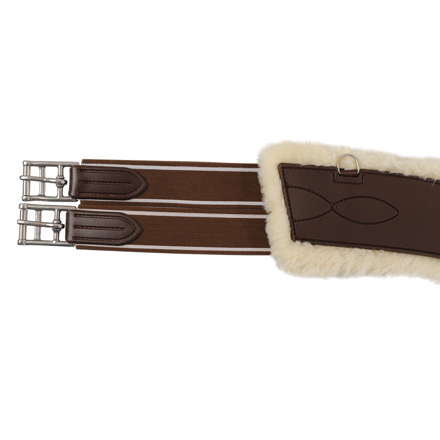 Acavallo Jumping Stud Guard Girth Classic Gel Pvc Detachable Faux Sheepskin #colour_brown