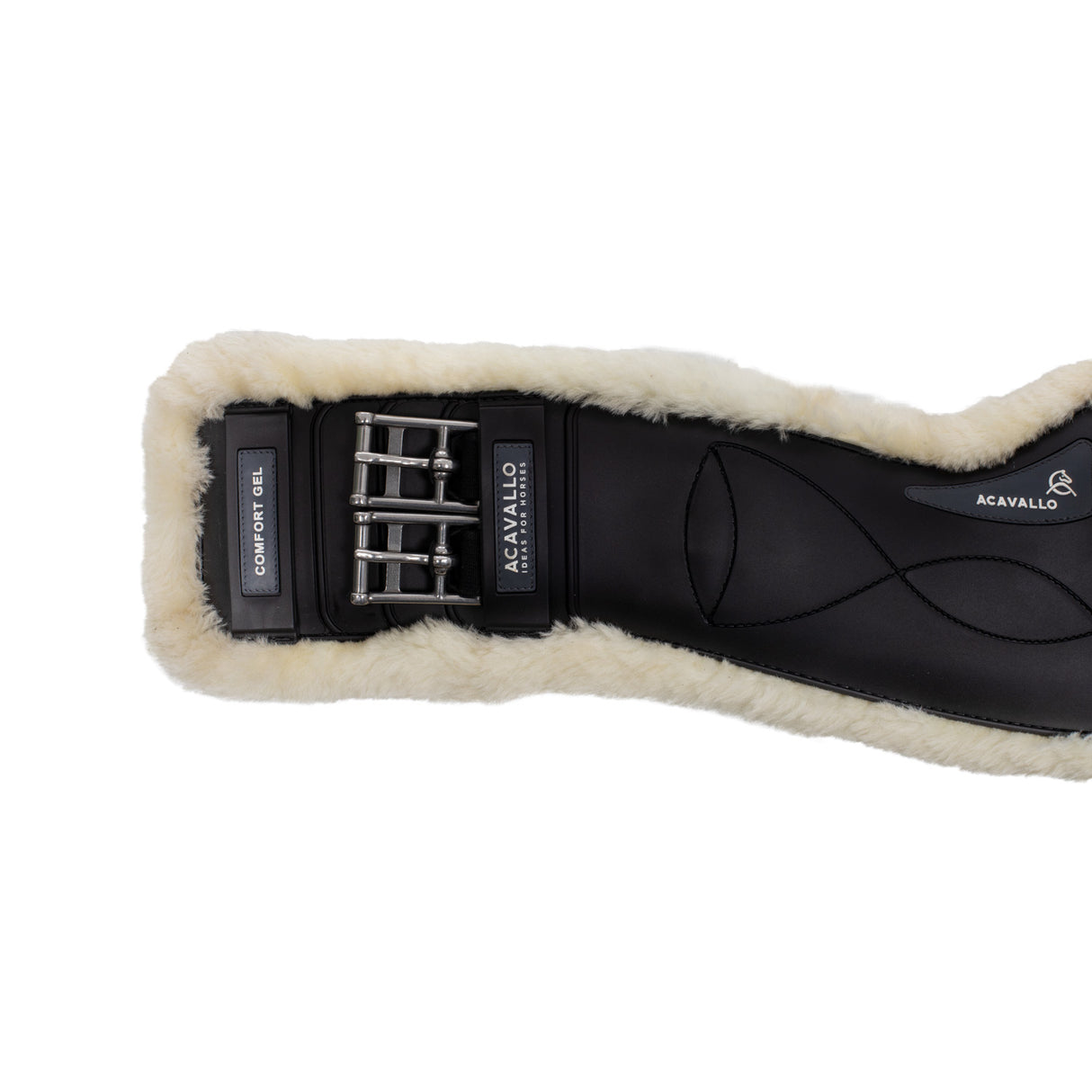 Acavallo Dressage Girth Classic Gel Sheepskin #colour_black