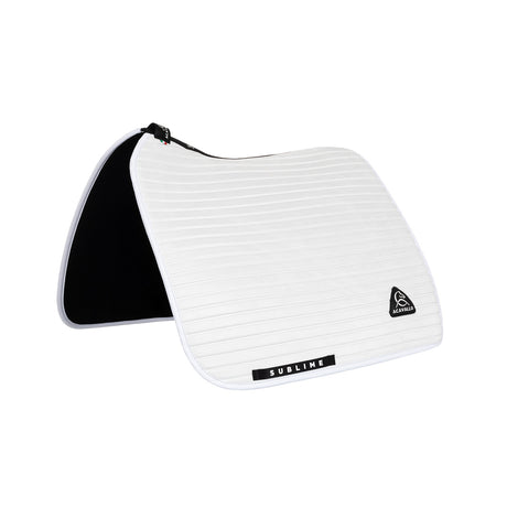 Acavallo Stripe Suede Dressage Saddle Pad W/Square Back Corner #colour_white