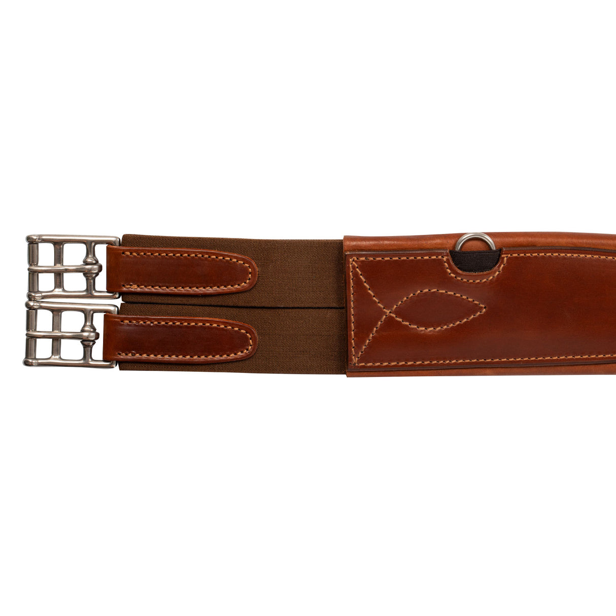 Acavallo Anatomical Jumping Girth Calfskin #colour_cognac