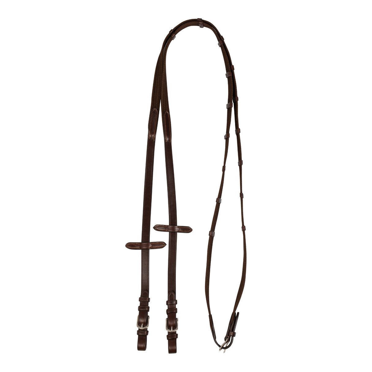 Acavallo Nylon Reins Leather Loops #colour_brown
