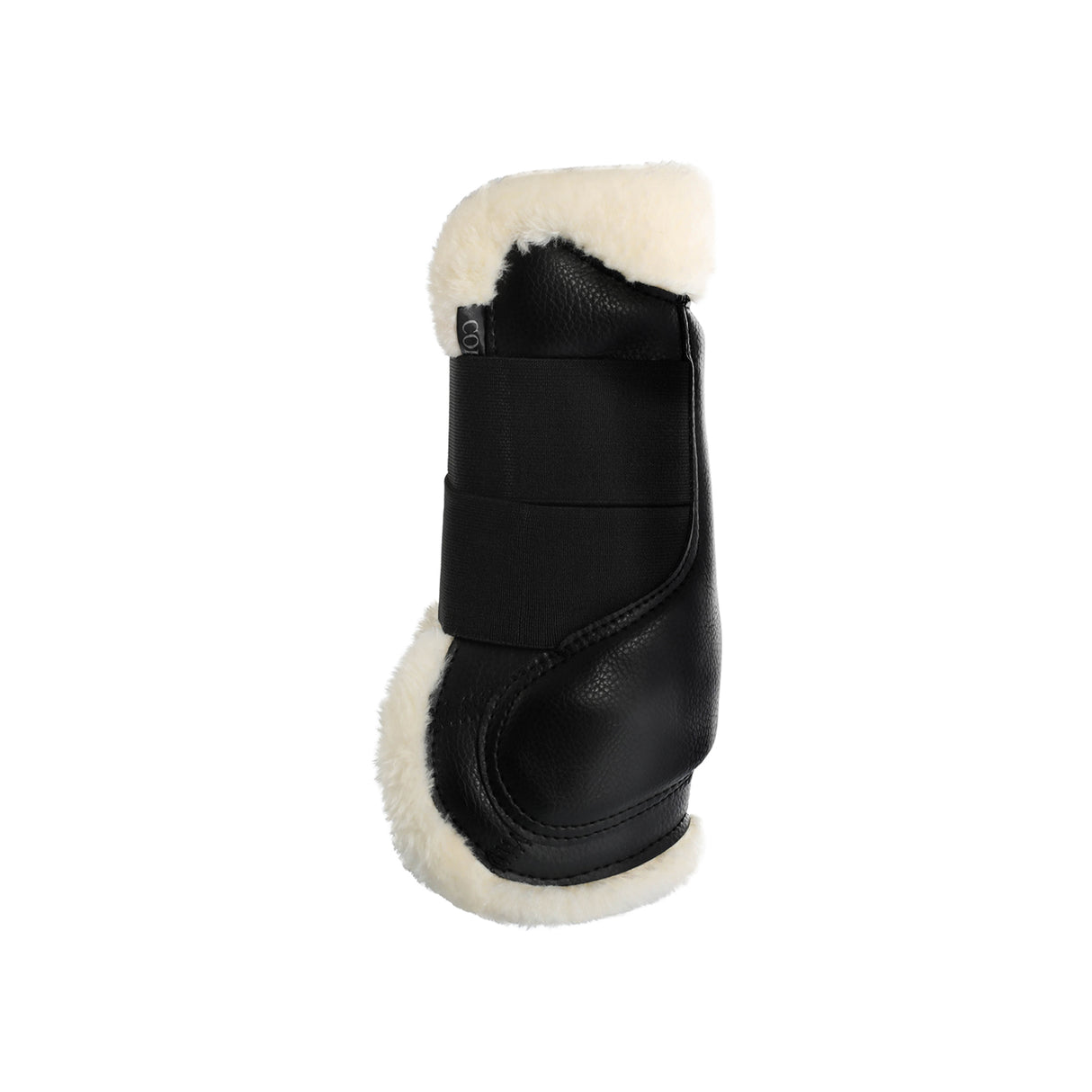 Acavallo Jumping Tendon Boots Faux Sheepskin & Hook-And-Loop Closure #colour_black