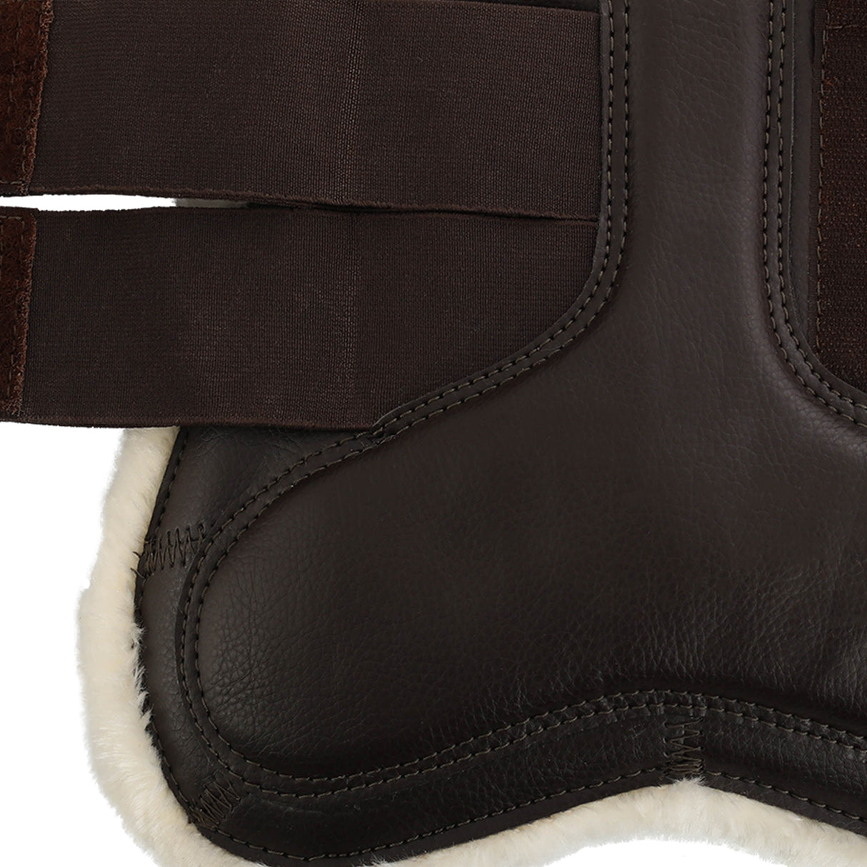Acavallo Jumping Tendon Boots Faux Sheepskin & Hook-And-Loop Closure #colour_brown