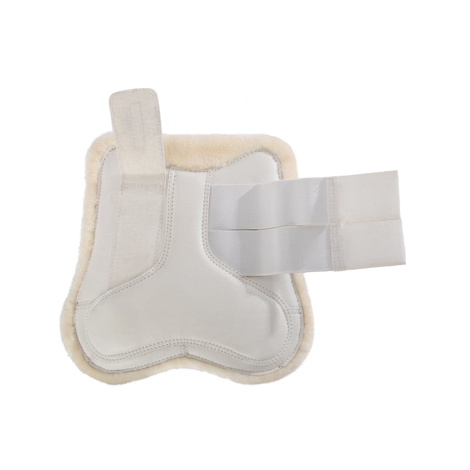 Acavallo Jumping Tendon Boots Faux Sheepskin & Hook-And-Loop Closure #colour_white