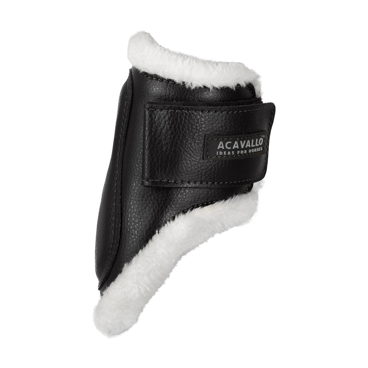 Acavallo Jumping Fetlock Boots Faux Sheepskin & Hook-And-Loop Closure #colour_black