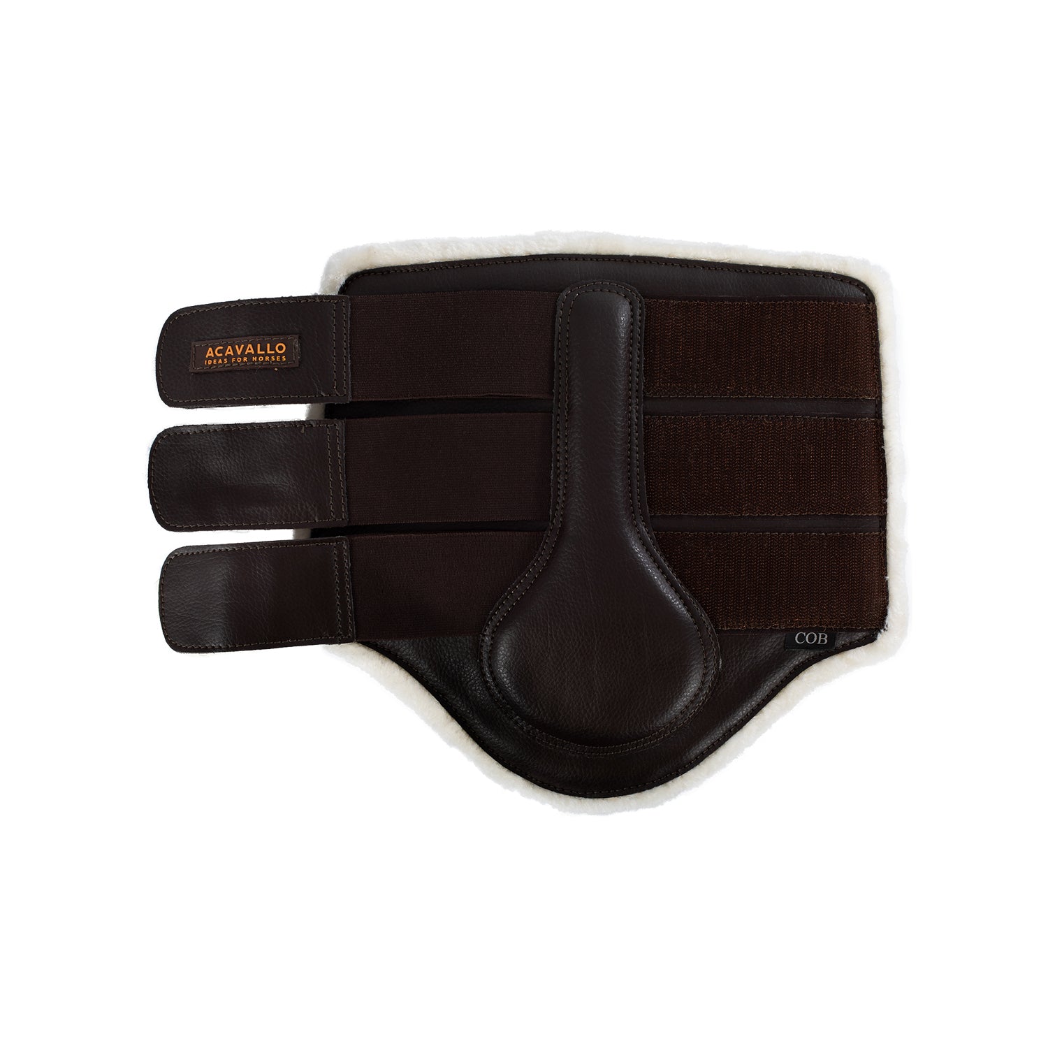 Acavallo Hind Brushing Boots Faux Sheepskin & Triple Hook-And-Loop Closure #colour_brown