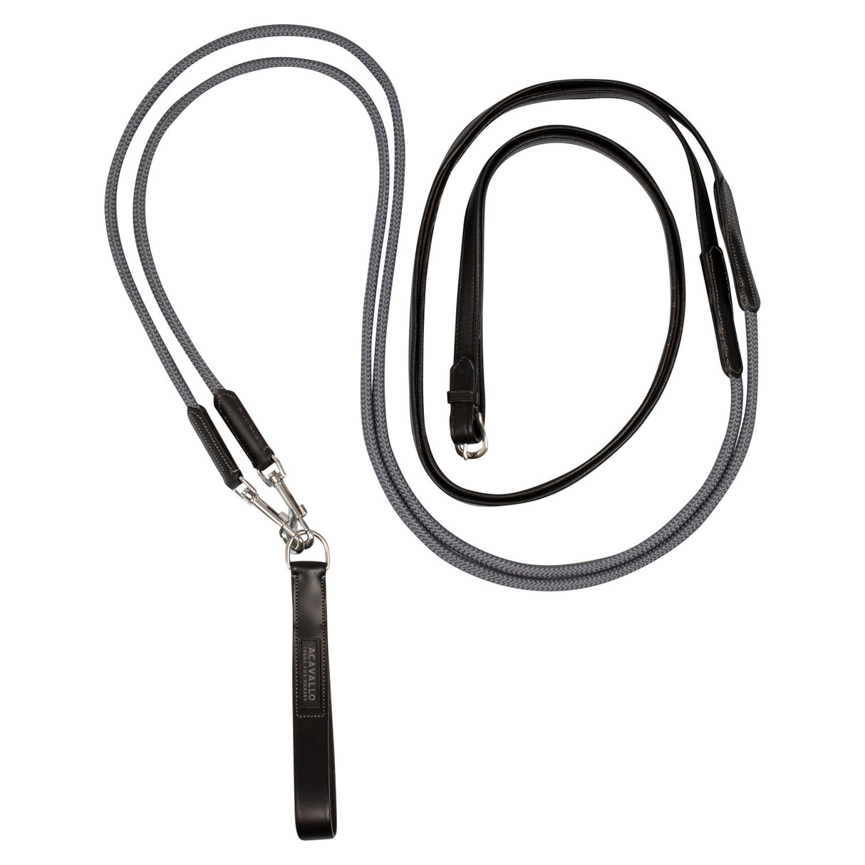 Acavallo Draw Reins Tubular Nylon #colour_black