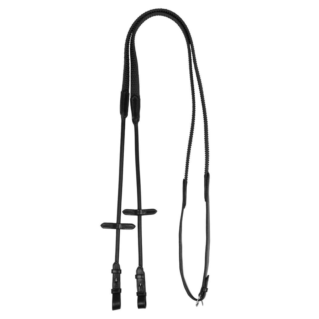 Acavallo Tubular Reins Leather & Rubber #colour_black