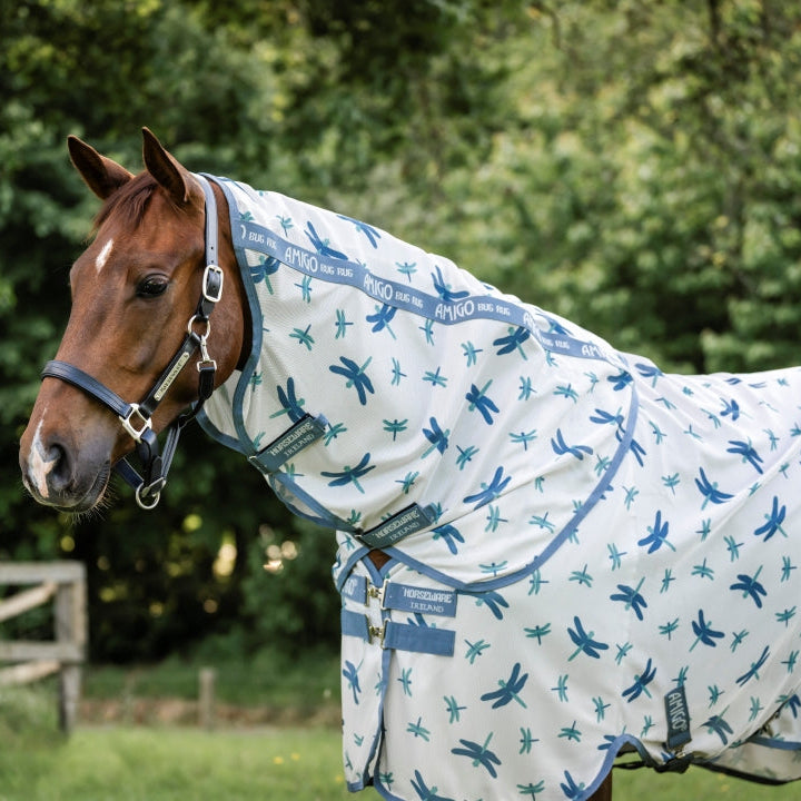 Horseware Ireland Amigo Bug Rug Plus #colour_dragonfly-print-silver-blue-sage