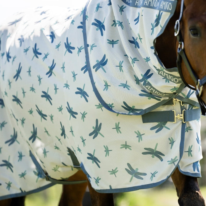 Horseware Ireland Amigo Bug Rug XL Plus #colour_dragonfly-print-silver-blue-sage