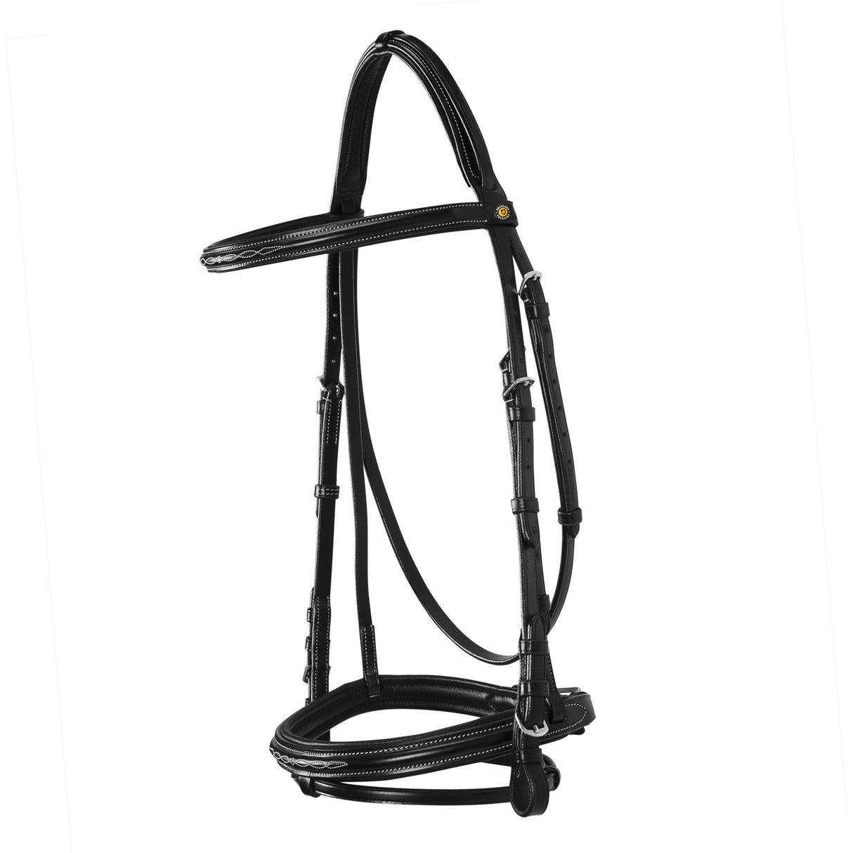 Equestro Leather English Bridle With Embroideries New #colour_black