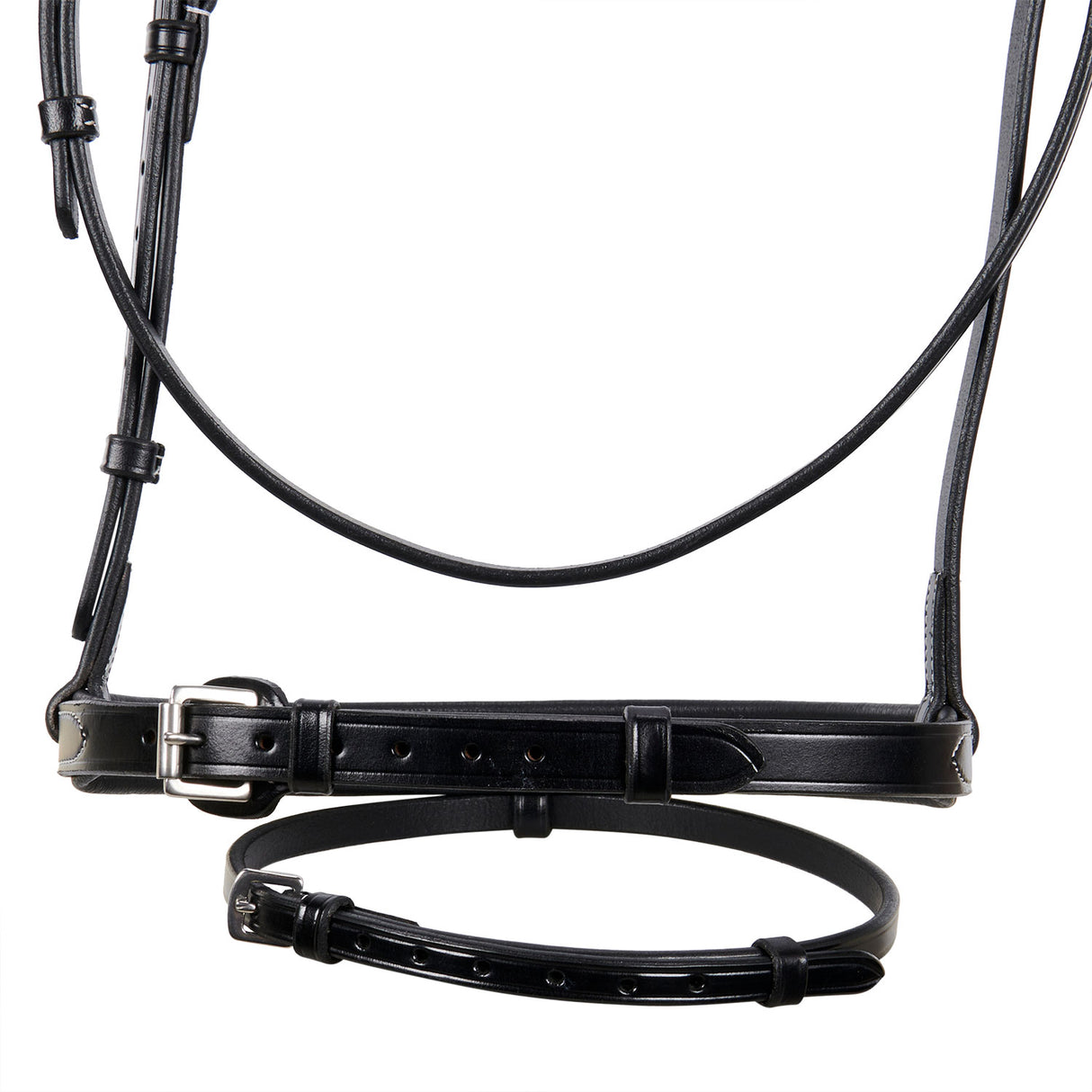 Equestro Leather English Bridle With Contrast Stitching #colour_black