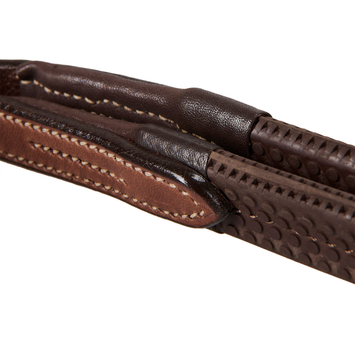 Equestro Leather English Bridle With Contrast Stitching #colour_cognac