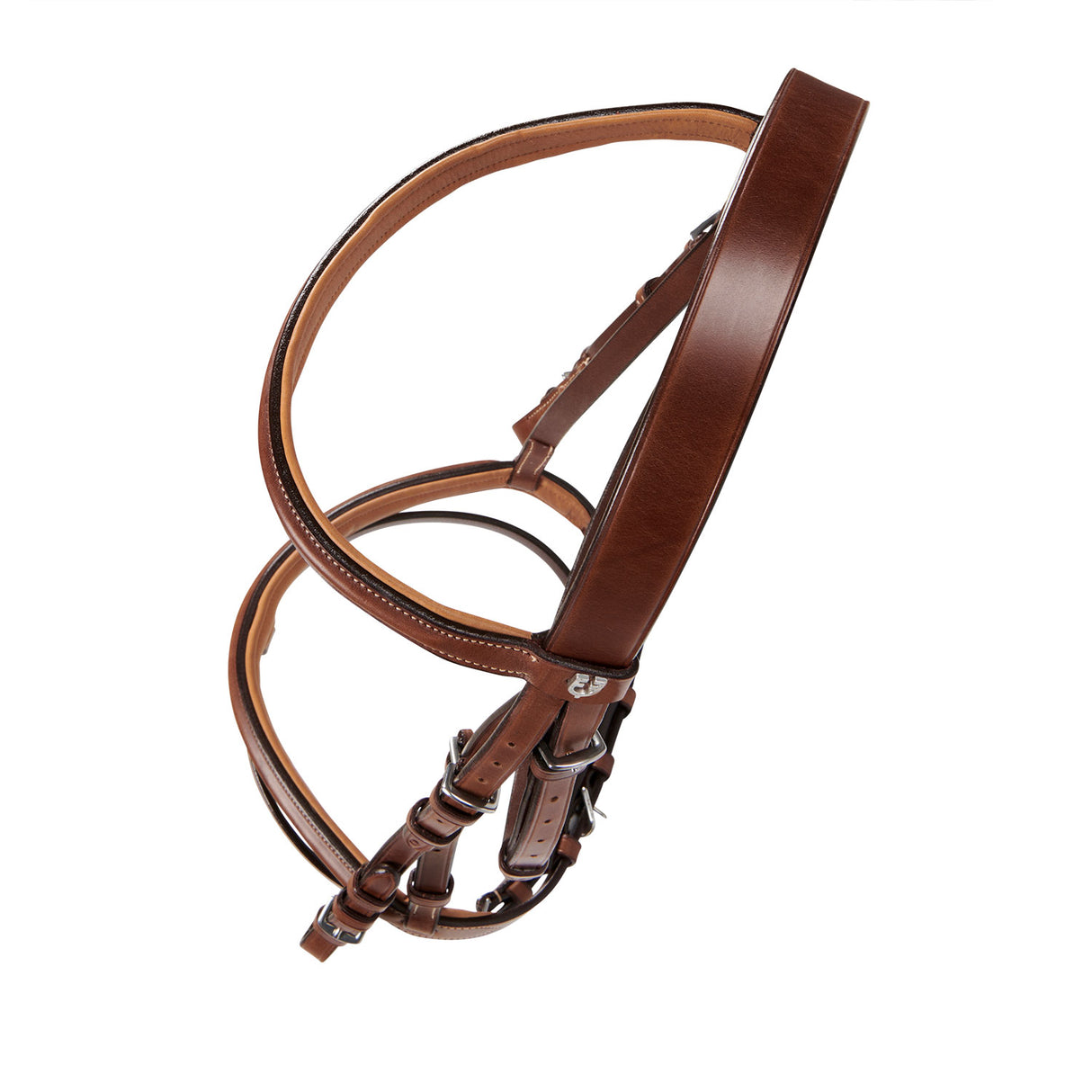 Equestro Leather English Bridle With Contrast Stitching #colour_cognac