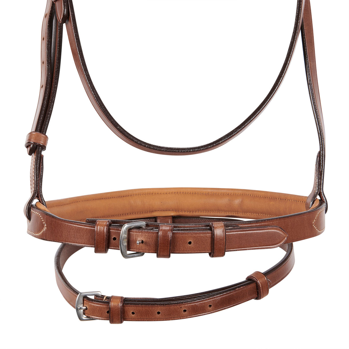 Equestro Leather English Bridle With Contrast Stitching #colour_cognac
