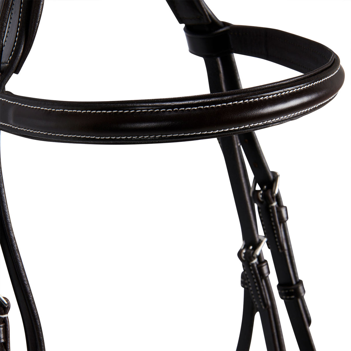 Equestro Leather English Bridle With Contrast Stitching #colour_brown