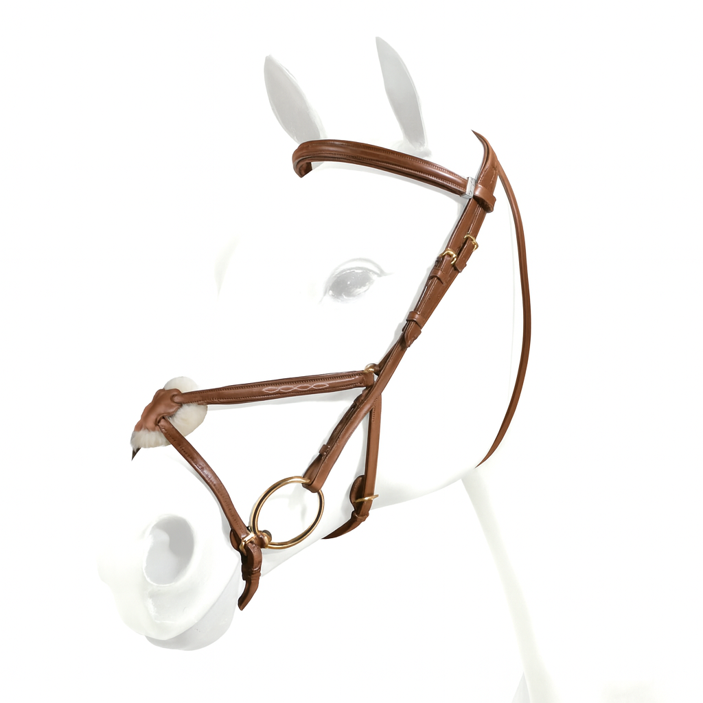 Equipe Emporio Figure 8 Padded Bridle with Brass Fittings - No Reins #colour_newmarket