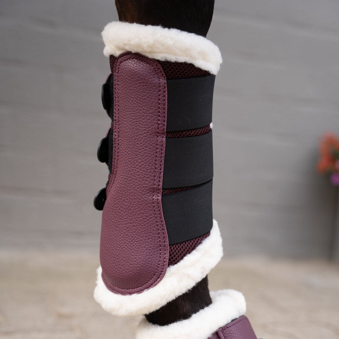 HKM Protection Boots -Comfort Premium Mesh- Fur #colour_bordeaux
