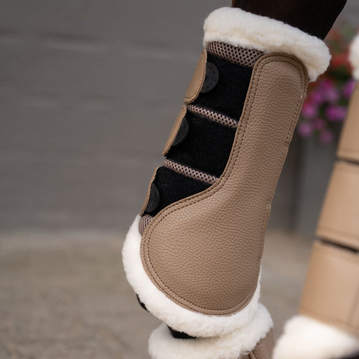 HKM Protection Boots -Comfort Premium Mesh- Fur #colour_taupe
