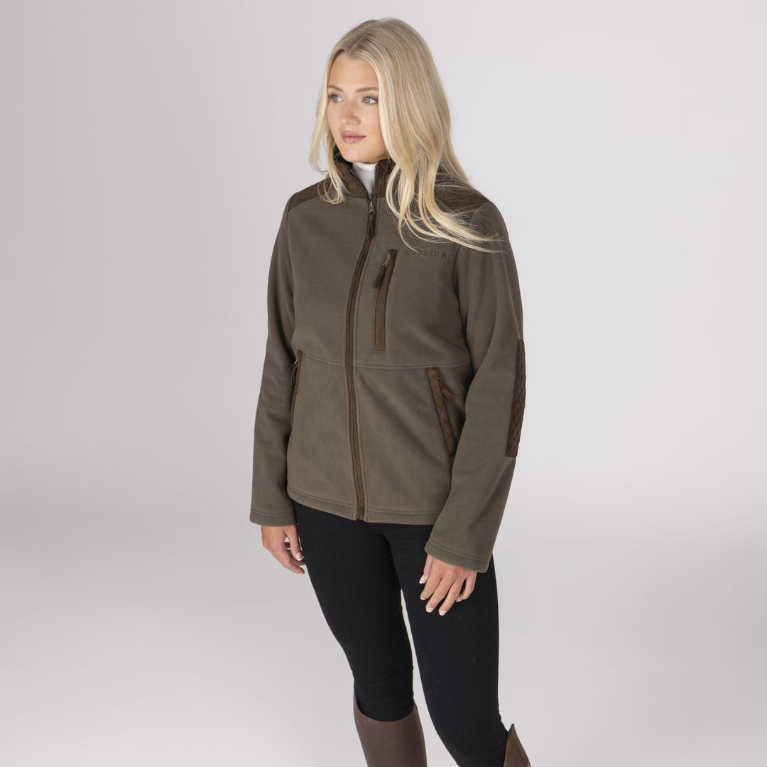 Shires Aubrion Heritage Unisex Full Zip Fleece #colour_dark-olive
