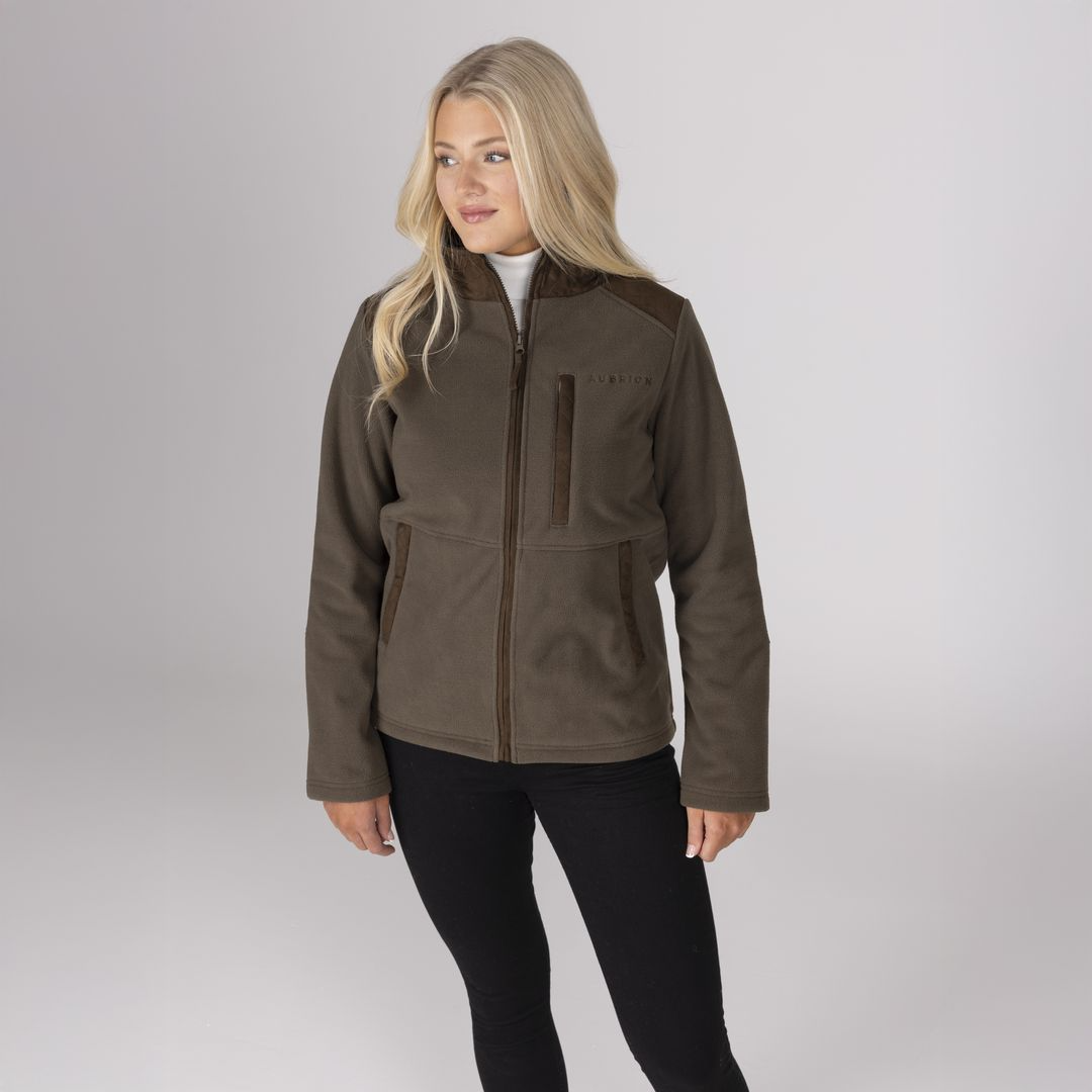 Shires Aubrion Heritage Unisex Full Zip Fleece #colour_dark-olive
