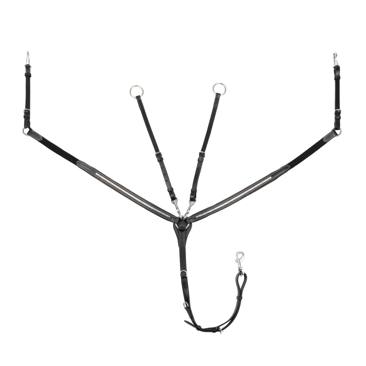 Tanned leather fork breastplate with silver clincher