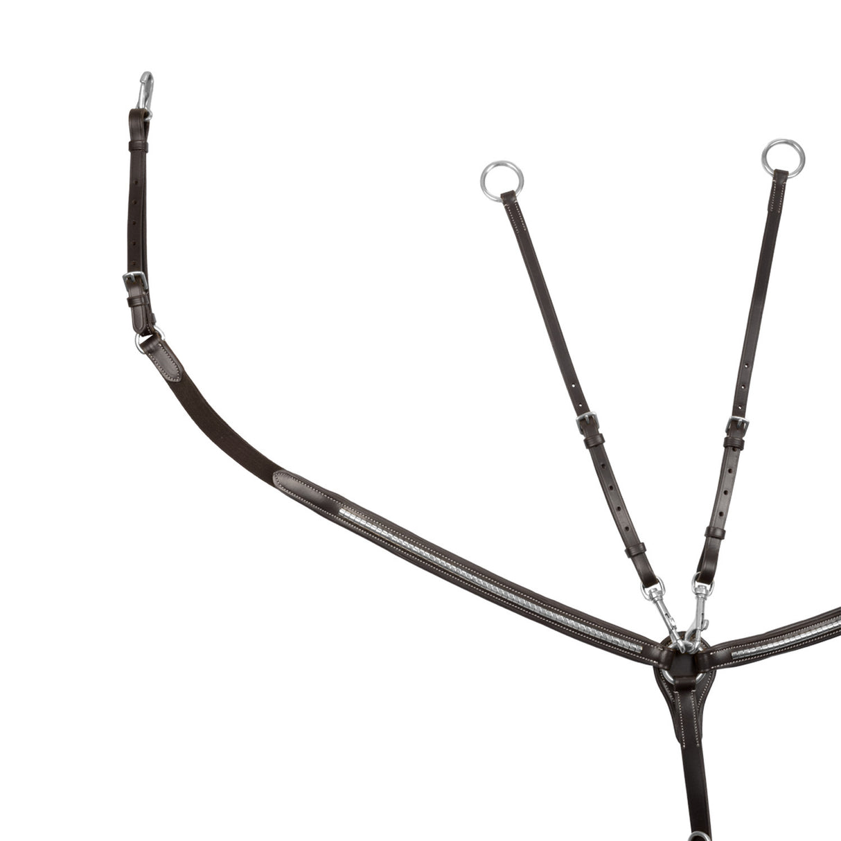 Tanned leather fork breastplate with silver clincher