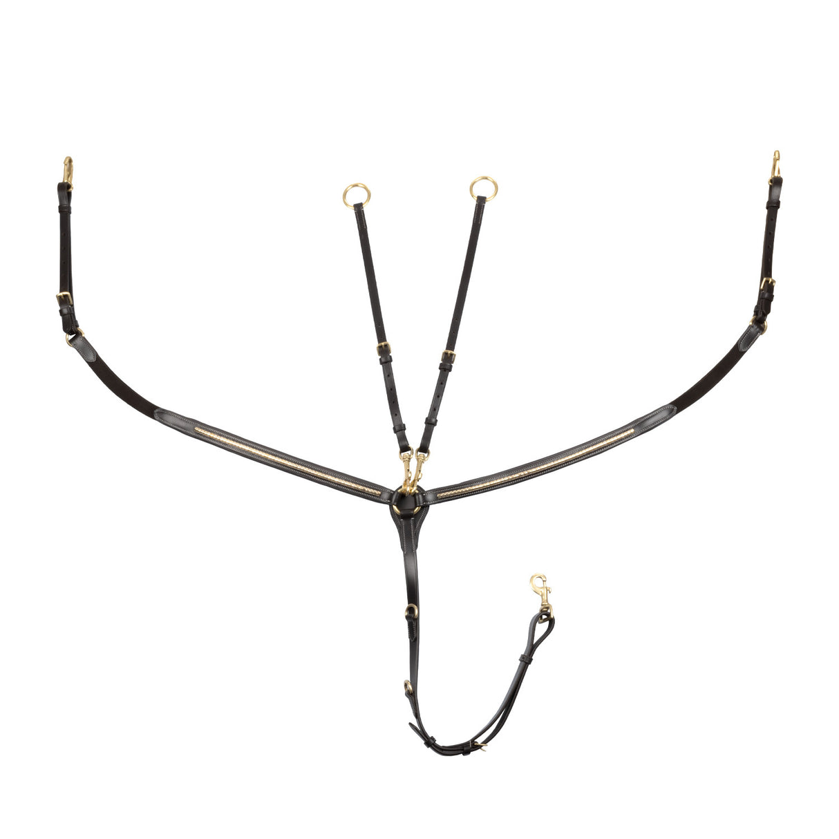 Tanned leather fork breastplate with brass clincher
