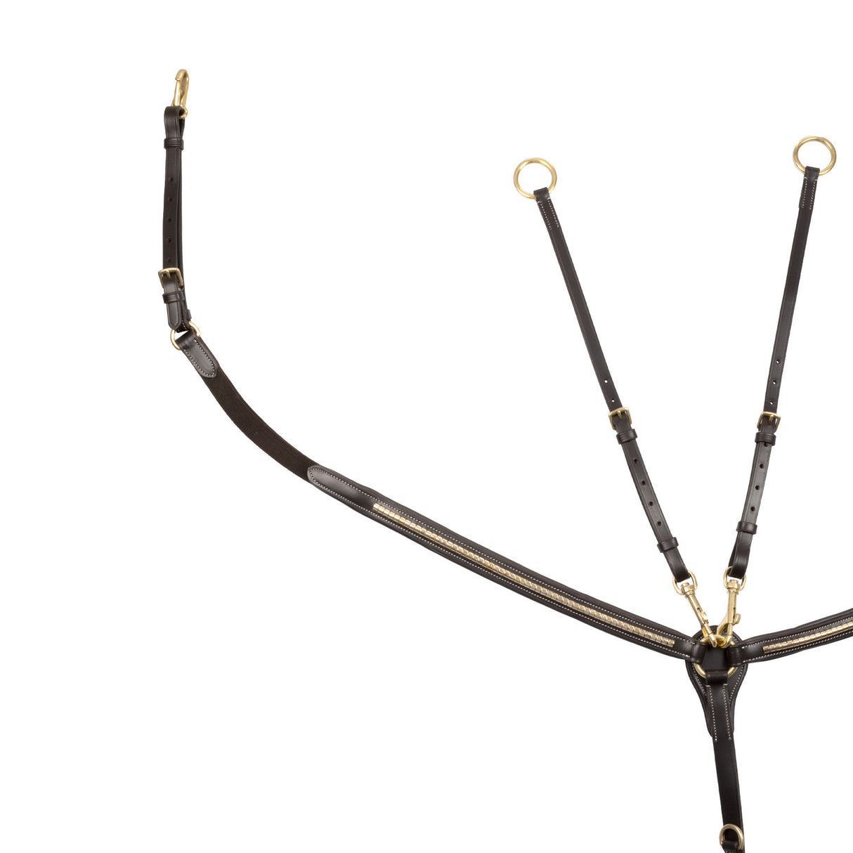 Tanned leather fork breastplate with brass clincher