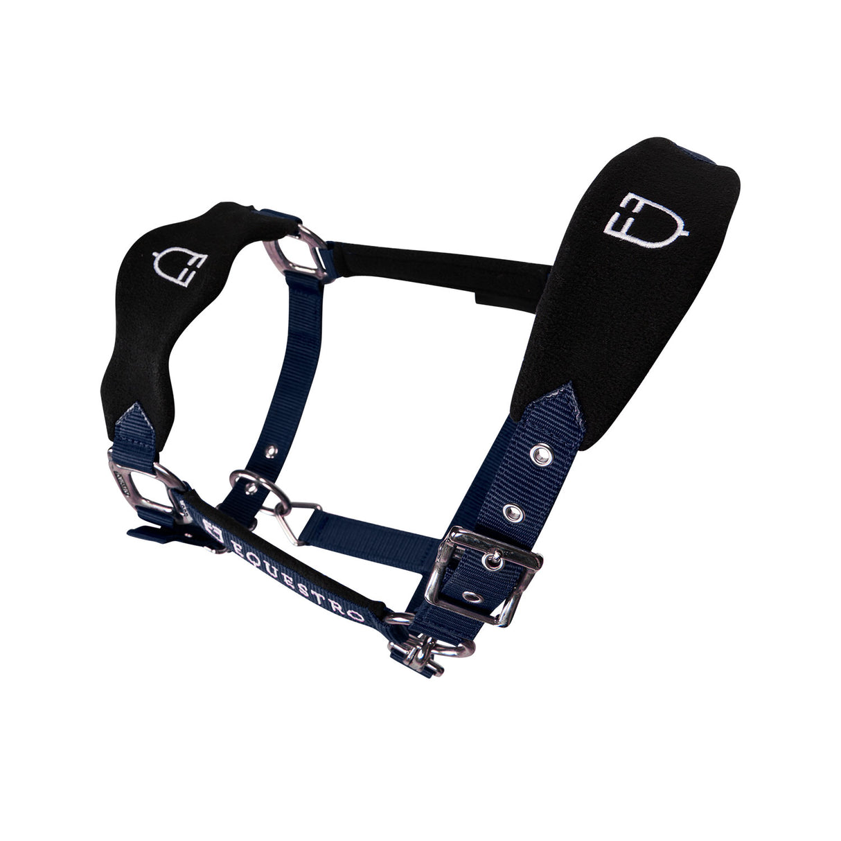Equestro Halter With Double Adjustment And Lead Rope #colour_blue