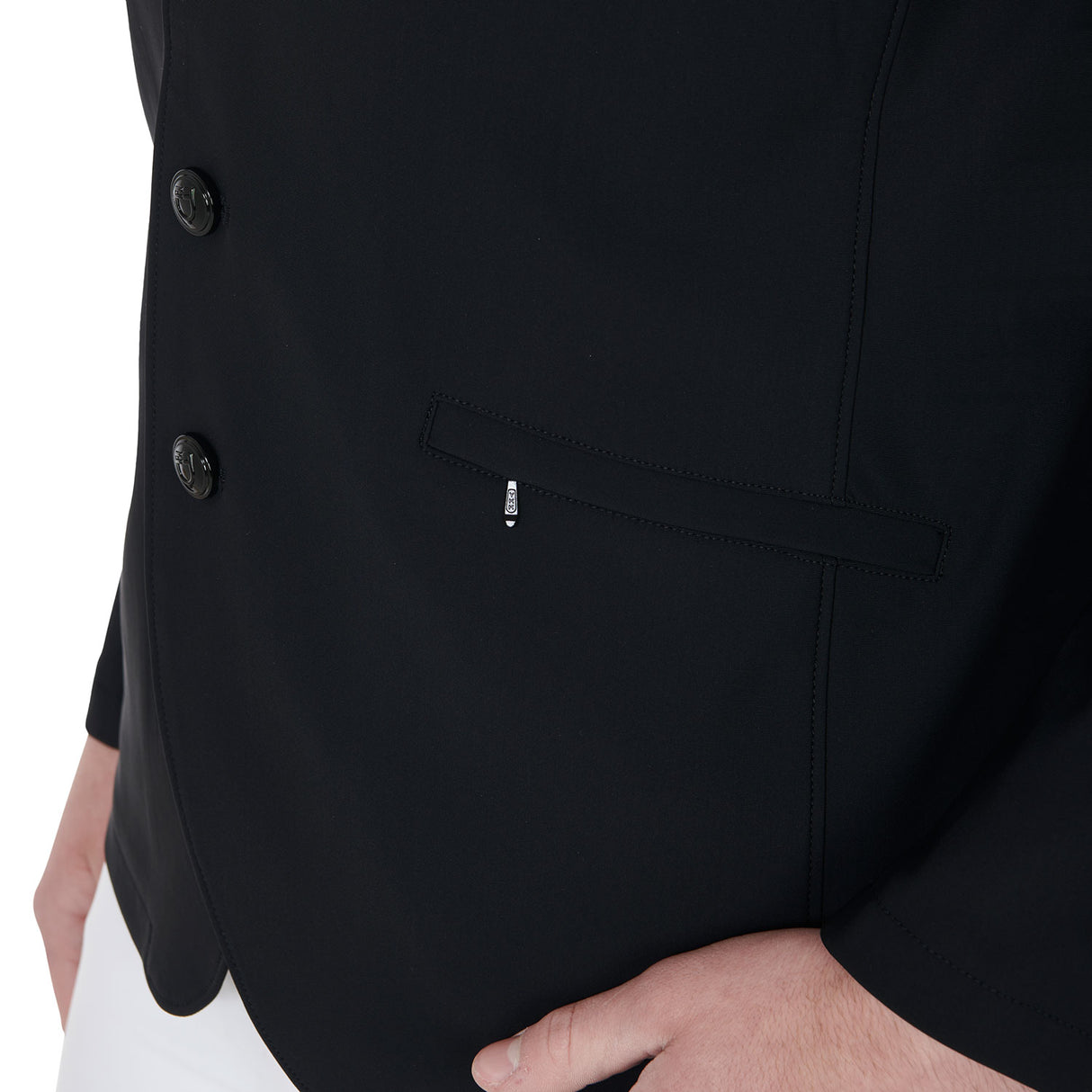 Equestro Men's Anatomical Four-Button Competition Jacket #colour_black
