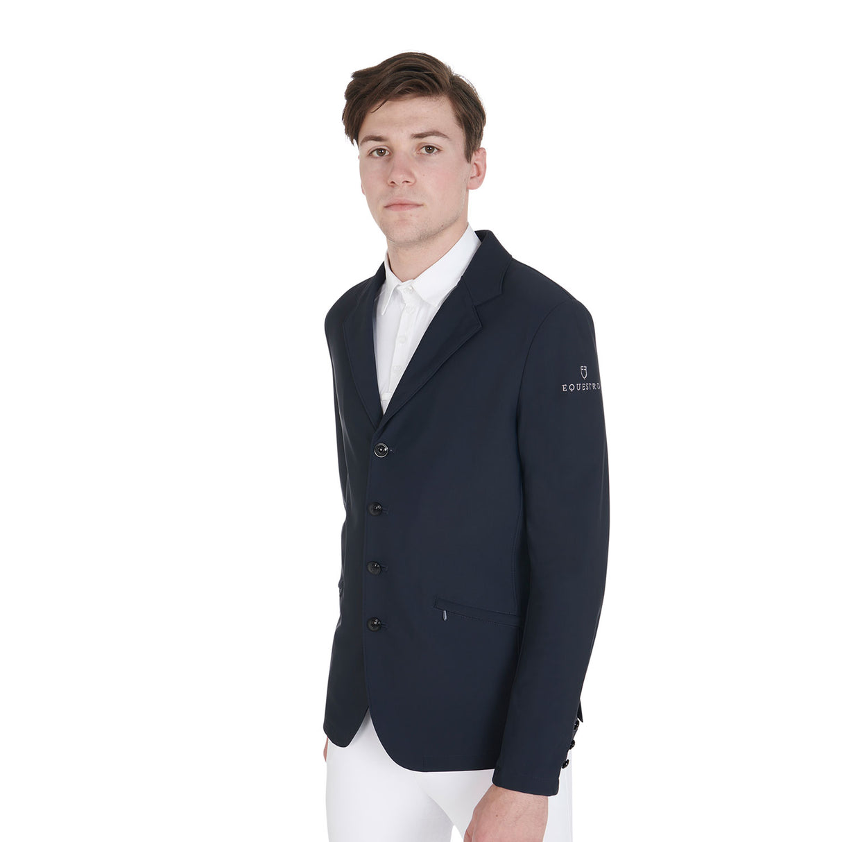 Equestro Men's Anatomical Four-Button Competition Jacket #colour_blue